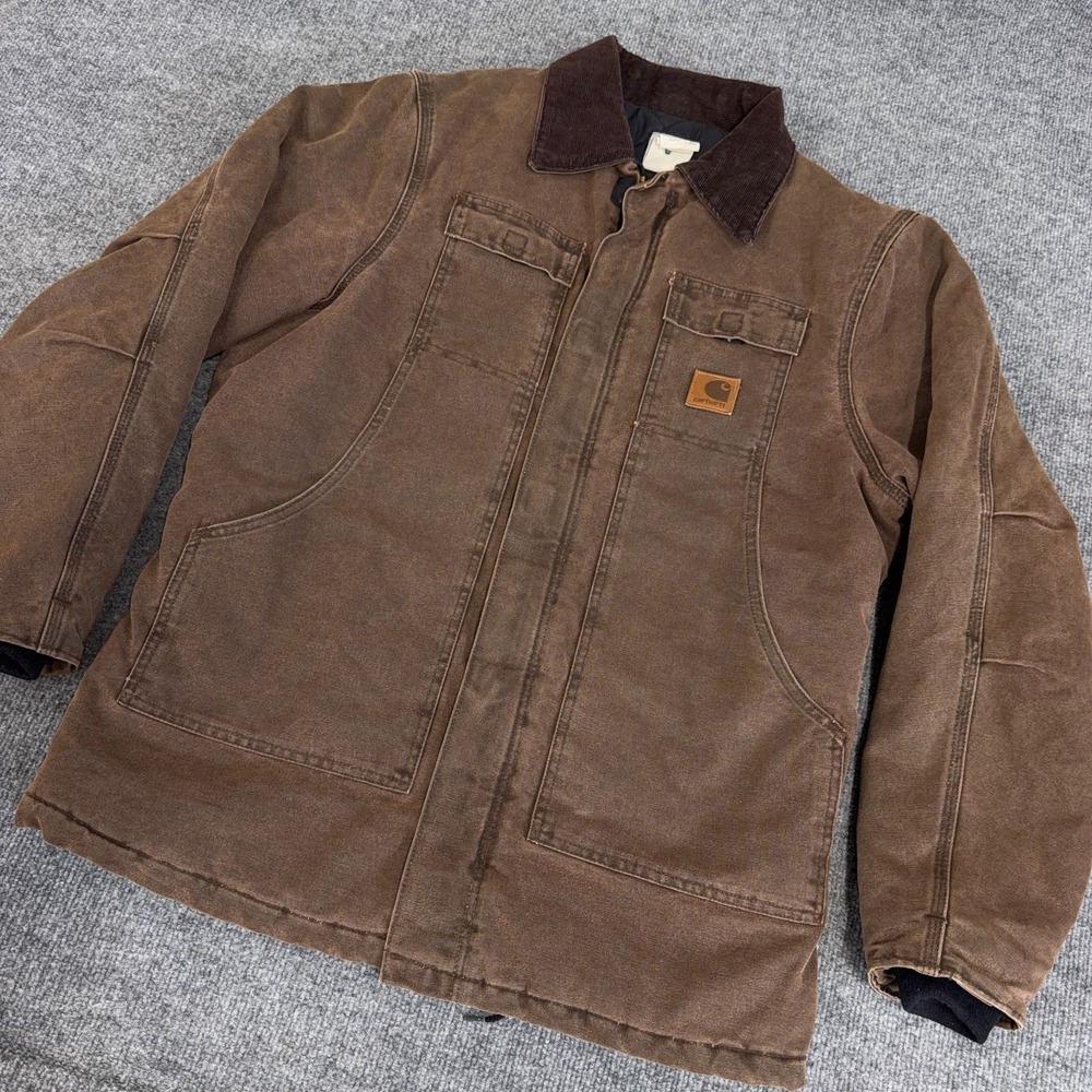 Vintage Carhartt C26-CHT Duck Canvas Quilted Arctic Coat Mens Medium Brown USA